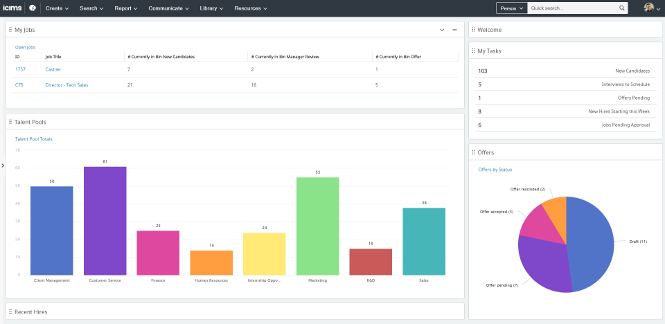 screenshot of iCIMS Hire